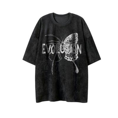 China Anti-wrinkle Fashion Design Black Streetwear Short Sleeves T Shirt Wholesale Acid Washed Tee Shirts for sale