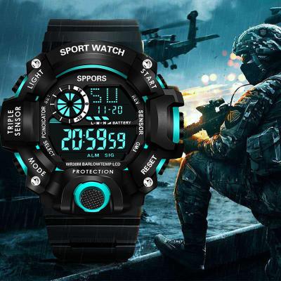 China Outdoor Sports Alarm Watches 3Bar Alarm Clock Watches LED Display Waterproof Military Digital Watch Men Reloj 2021 for sale