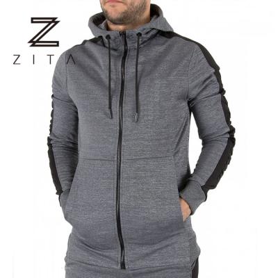 China Breathable Tech Fleece Black Side Panel Zipper Tracksuit Set Mens Gym Fitness Raglan Hoodie With Hood Customized Adults For Men Fall for sale