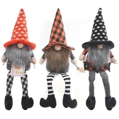 China New Halloween Festival Decorations Witch Cloak Hat Faceless Doll Long Legged Gnome Doll for sale