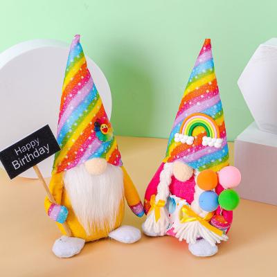 China 2022 New Design 2022 New Rudolph's Birthday Party Decoration Garden Gnome Tall Dolls Glitter Fairy Rainbow Balls Hold Set for sale