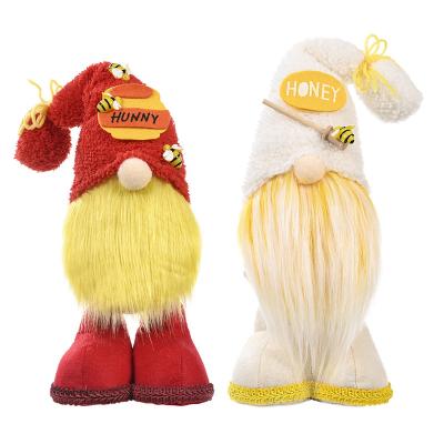 China New Bee Festival Gnomes Ornaments Decoration Bee Day Rudolph Doll Decoration Bee Plush Gnome Ornament for sale