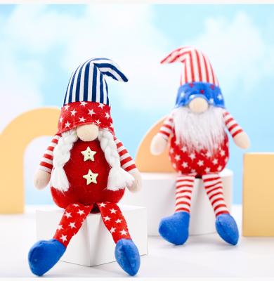 China 4th of July ornament gnome 2022 new hat plush Rudolph gift American independent long pointed star pentagon doll legs doll children decoration dwarfs for sale