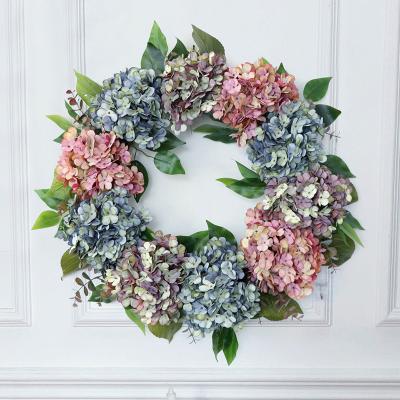 China 22inch Retro Home Decoration Autumn Wedding Decoration Oil Painting Style Door Wedding Ornaments Decoration Hydrangea Wreath for sale