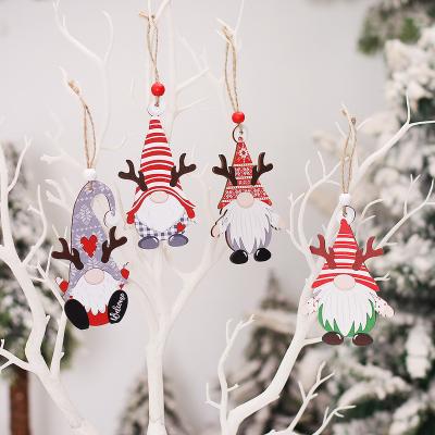 China Cartoon Set Antlers Wooden Faceless Doll 2022 Wooden Ornaments Christmas for sale