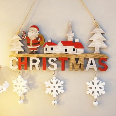 China Creative Home Crafts Wooden Door Christmas Restaurant Pendants Christmas Gift Hanging Gifts for sale