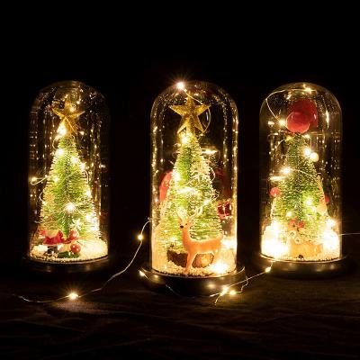 China Cedar Window Decoration LED Creative Light Festival Decoration Amazon Christmas Gifts Hot Selling Glass Dome Decoration for sale