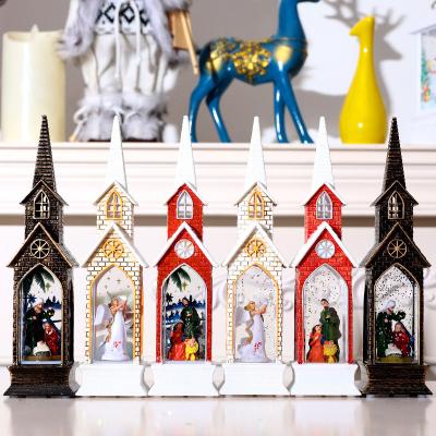 China Wholesale Festival Decoration Christmas Decoration Wind Lantern Church Lamp Water Injection Christmas Gift Decoration for sale