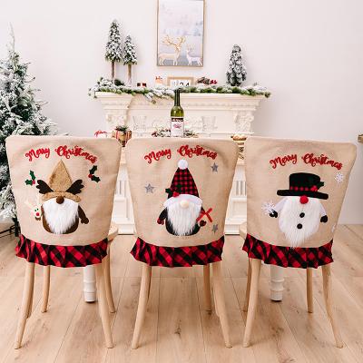 China Red and Black Hot Selling Red Plaid and Cute Black Plaid Edge Christmas Chair Cover for Home Decoration for sale