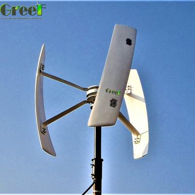 China Aluminum body+copper wire+Nd-Fe-B 500w Aerogenerador de eje vertical, small vertical WTG, roof mounted wind turbine for sale