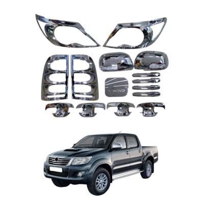 China Pre-attached with 3M Self Adhesive High quality wholesale price exterior accessories full chrome kits for toyota hilux Vigo 2012 for sale