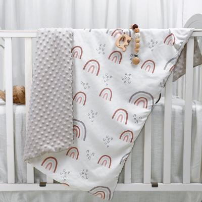 China 100% Organic Dot Super Soft Minky Baby Blanket High Quality Anti-Bacteria Polyester For Newborns Rainbow Baby Blanket For Sleep Bedding Bath for sale