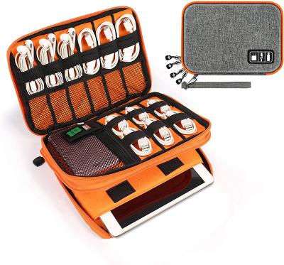 China Double Layer Multifunctional Viable Electronic Organizer Case For Cable Cord Portable Organizer Travel Organizer Bag For Cable Storage for sale