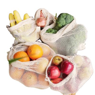 China Durable Eco-friendly Reusable Reusable Premium Cotton Mesh Organic Grocery Product Bag for sale