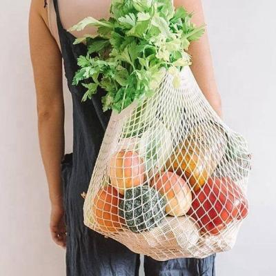 China Eco-friendly Durable Reusable Wholesale Fruit Vegetable Packing Reusable Cotton Tote Bag Mesh Shopping Bag for sale