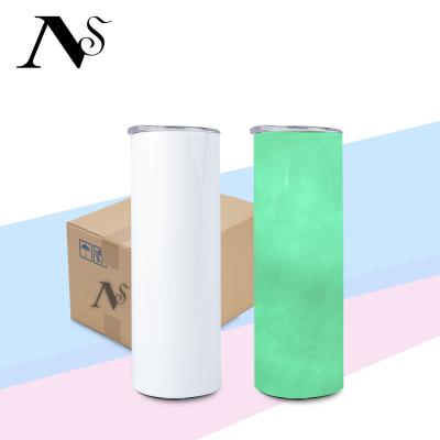 China Sublimation 20oz Viable Straight White Green Lean Flsorescence Tumbler Dark Glow In The Tumbler for sale