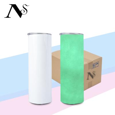 China 20oz Stainless Steel Sublimation Viable Luminous Straight Tumbler Mug Lean Blank White Glow In The Dark for sale