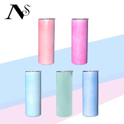 China Viable USA Warehouse 20oz 20oz Lean Straight White UV Color Changing Glitter Sublimation Tumbler for sale