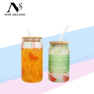 China Viable Colored Tumbler Shaped Soda Bottle Sublimation Mug 16oz Shaped Beer Can Glass for sale