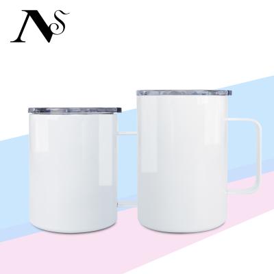 China USA Warehouse 12oz Durable Double Wall Coffee Mug Tumbler Insulated Empty White Water Mugs Straight Sublimation Tumblers for sale