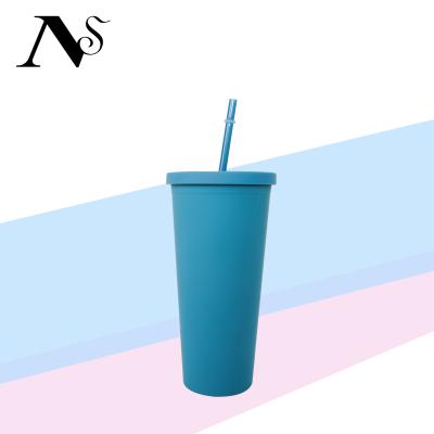 China 22oz Lean Tumbler Viable 2021 Matte Plastic Bulk Double Walled Acrylic Tumbler With Straw And Lid Eco-Friendly Water Bottles for sale