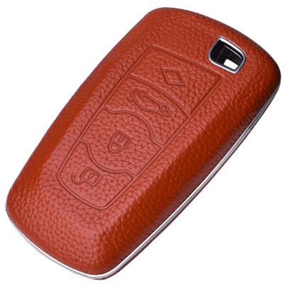 China Hot Selling Real Genuine Leather Car Key Cover Protective Remote Case For BMW for sale