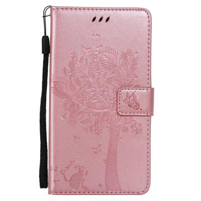 China Unique Embossed Leather Cat and Tree Wallet Phone Cases For Sony XZ5 XZ XA XZ4 XA2 XZ1 XZ3 XZ2 Premium A6505 Case Back Cover for sale