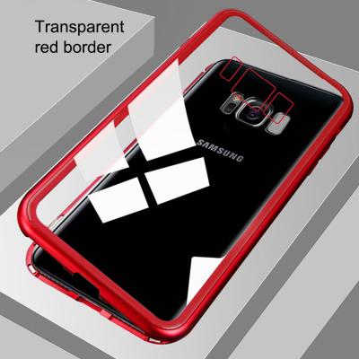 China Magnet Wallet Case For Samsung Galaxy A7 2018 Note 9 8 S8 S9 Plus Magnetic J6 J4 Cover Metal Armor Bumper Shell Magnet Case Glass Case for sale