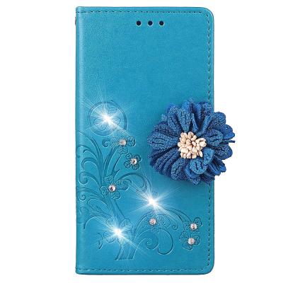 China Unique Protector Cover For Samsung Galaxy A5 A6 A8 Plus 2018 Colorful Bling Diamond Retro Embossed Lucky Clover Wallet Phone Case Shell for sale