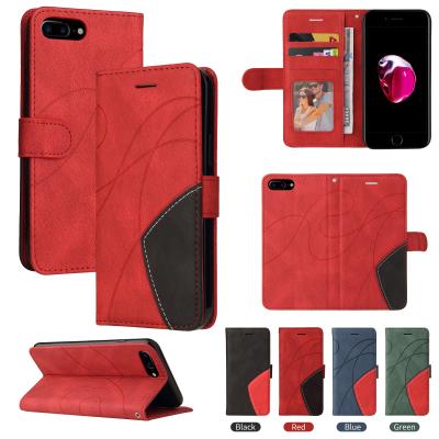 China Street Fashion For iPhone 7 8 plus Two Color Mobile Phone Bag Cell Phone Cases Smartphone Accessories Stitching Back Cover for sale