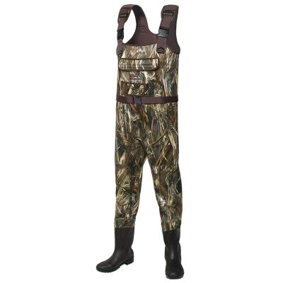 China Men's Belt Basics Neoprene Adjustable Duck Hunting Bootfoot Waders Waders With Boots Waterproof Camouflage Fishing Waders for sale