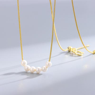 China High Quality Elegant Gold Plated 925 Sterling Silver Jewelry Natural Shell Pearl Necklace For Women for sale