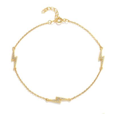 China High Quality Minimalist Gold Plated Sterling Silver Fashion Jewelry Flash Zircon Charms Anklet Chain For Women for sale