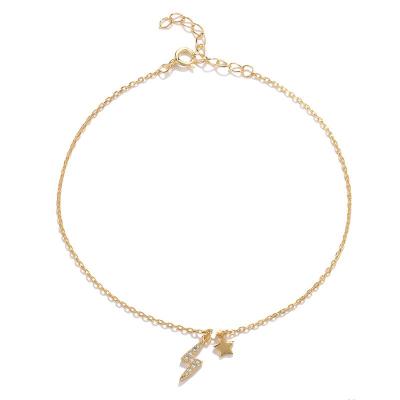 China High Quality Tasty Gold Plated Sterling Silver Fashion Jewelry Star Charms Snap Anklet Chain For Women for sale