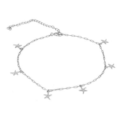 China Minimalist Gold Sterling Silver Fashion Jewelry High Quality Platinum Plated Starfish Charms Anklet Chain For Women for sale