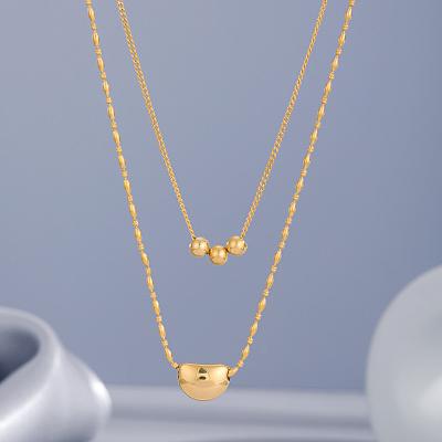 China High Quality INS 18K Gold Plated Stainless Steel Jewelry Waterproof Double Layer Irregular Pendant Necklace for sale