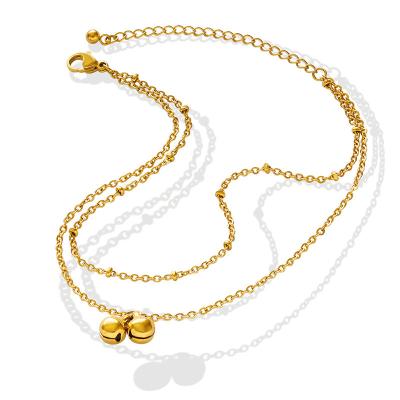 China High Quality ISS Waterproof 18K Stainless Steel PVD Gold Plated Jewelry Bell Charm Anklet Chain For Women for sale