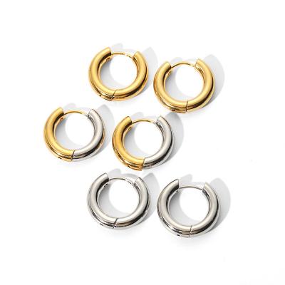 China Elegant High Quality 18K Gold Silver Plated Waterproof Stainless Steel Jewelry Round Hoop Earring for sale