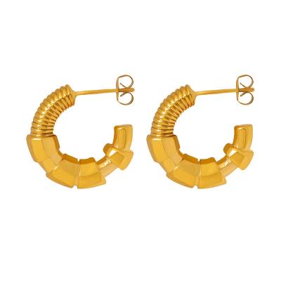 China High Quality Luxury Gold Fashion Brass Jewelry Silver Plated Geometric Metal C Full Shape Circle Earring For Women for sale