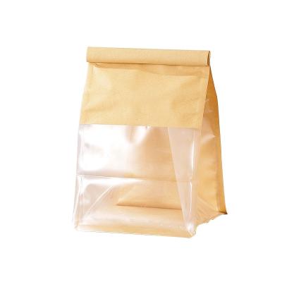 China Custom Clear Toast Bag Printing Materials Window Toast Coffee Bean Bread Bags With Tin Recycled Paper Packaging Tie for sale