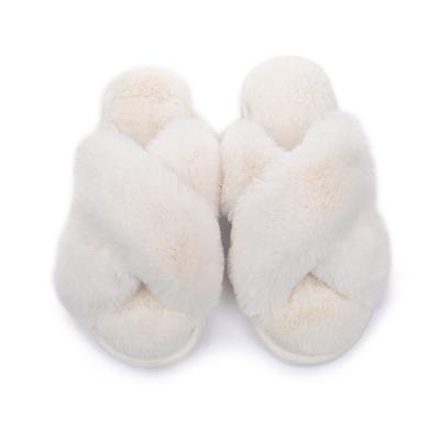 China New design trend fashion fashion artificial fur tpr slippers rabbit plush anti-skid bedroom slipper for women for sale