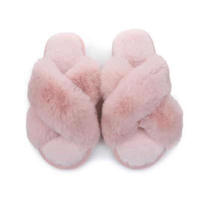 China New fashion trend design cotton slippers bedroom for women OEM custom logo fur outdoor fuzzy slippers for sale