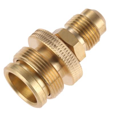 China Portable 1LB Propane Tank Cansiter Regulator Adapter Camping Grill Stove Parts Connection Solid Brass Convert To 3/8 Male Flare Reduction for sale