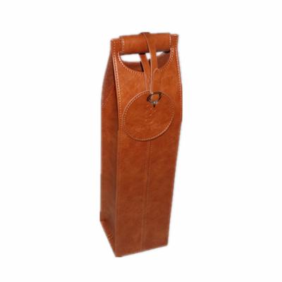 China Eco - Friendly Leather Wine Bag Like Cheap Leatherette Wine Bag Carrier / Custom Made Faux Leather Wine Handbag for sale