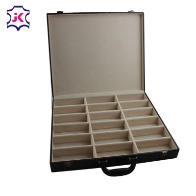 China eco-friendly leather glasses packaging box/18 slot glass boxes/wooden sunglasses storage box for sale