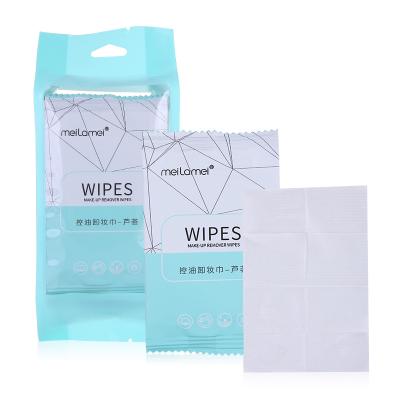 China Face Meilamei 10 Pcs Face Logo Wholesale Disposable Cleaning Makeup Custom Pocket Wet Remover Wet Cloth SJ005 for sale