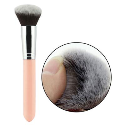 China Angular Blush YOUSHA Factory Wholesale Kabuki Base Nylon Hair Makeup Brush Pink Makeup Powder Brush YC017 for sale