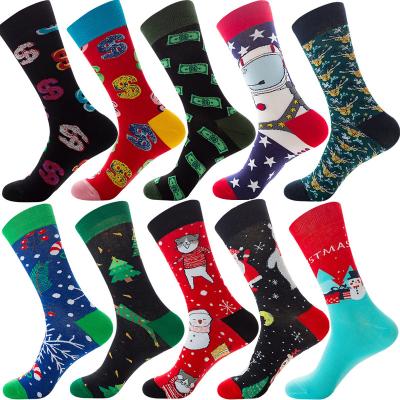 China Wholesale Men's Sports Single Funny Hot Student Santa Claus Skateboard Jacquard Color Christmas Decorative Flashing Socks for sale