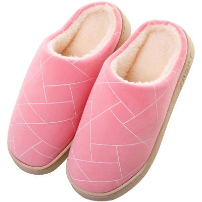 China Newest Thick Soled Slippers Cotton Ladies Couples Non-slip Warm Home Indoor Anti-slippery Slippers Fall And Winter EVA Cotton Fabric Fluff for sale