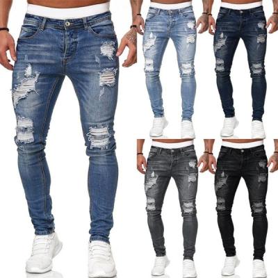 China New Europe America Selling Breathable Hiqh Quality Cheap Denim Pants With Holes Skinny Jeans Pants For Men Black for sale